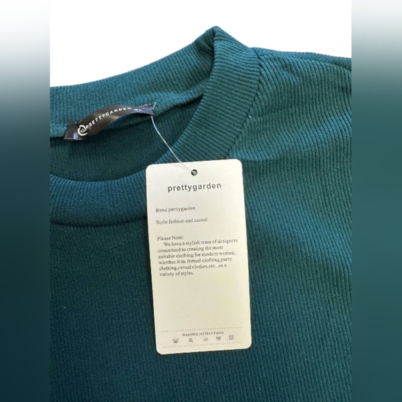 Pretty Garden NWT Green Ribbed Dress Long Sleeve Size XL - Picture 6 of 8